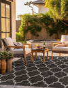 Garden Lattice Oasis Collection Area Rug - Arbor (Black) Square Black  lifestyle 9