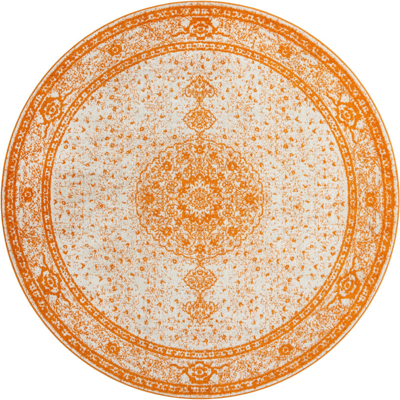 Dover Terrace Collection Area Rug - Marina (Orange) Round Orange Main