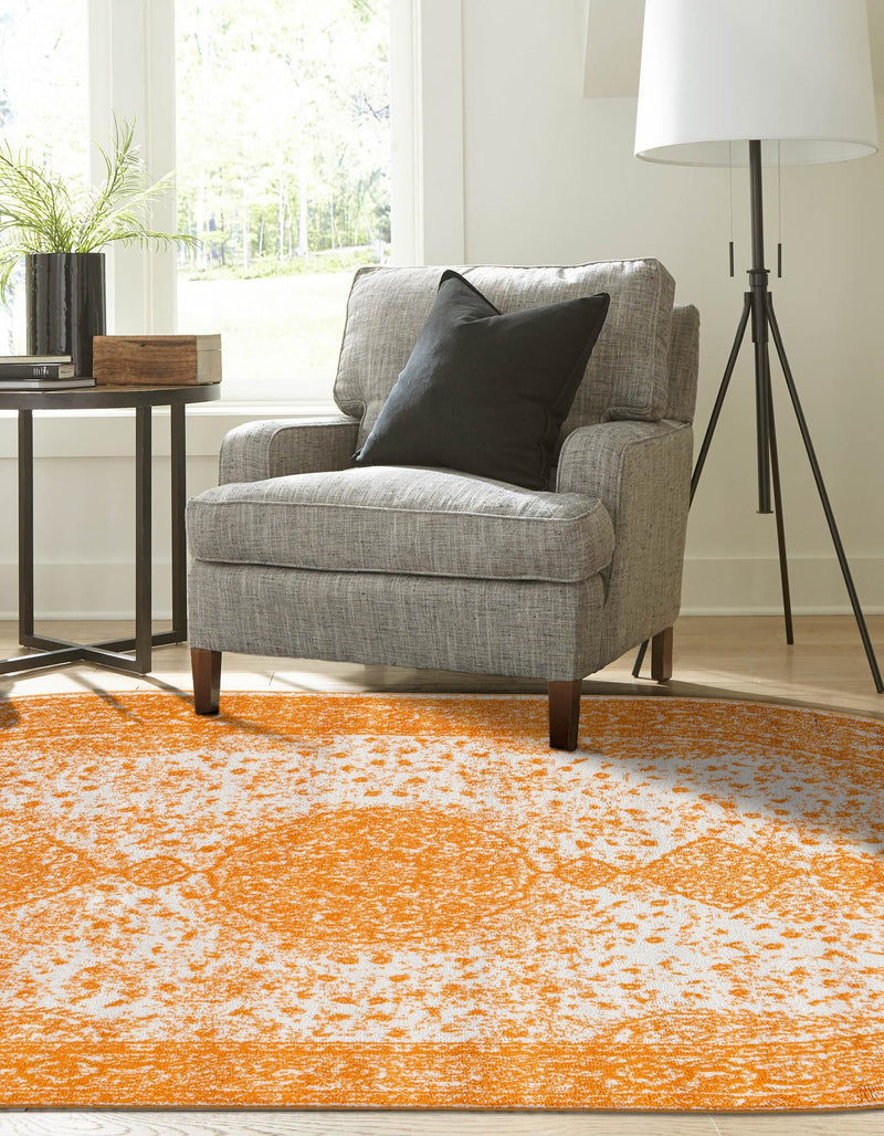Dover Terrace Collection Area Rug - Marina (Orange) Oval Orange  lifestyle 4