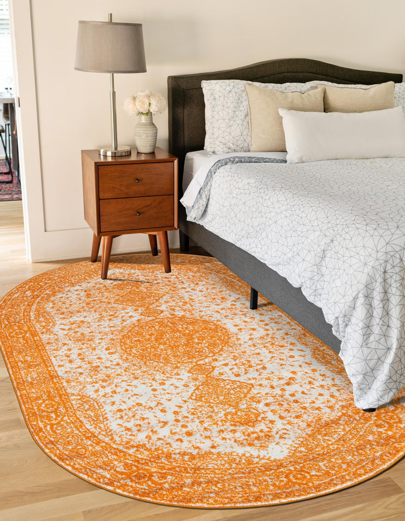 Dover Terrace Collection Area Rug - Marina (Orange) Oval Orange  lifestyle 8