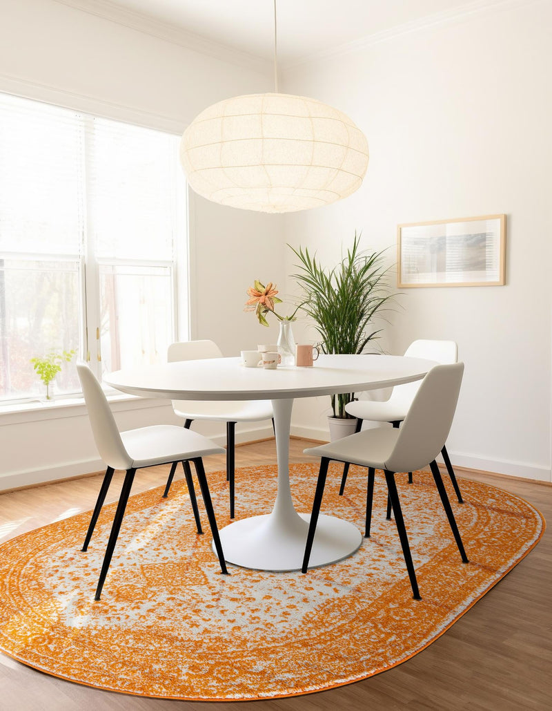 Dover Terrace Collection Area Rug - Marina (Orange) Oval Orange  lifestyle 10
