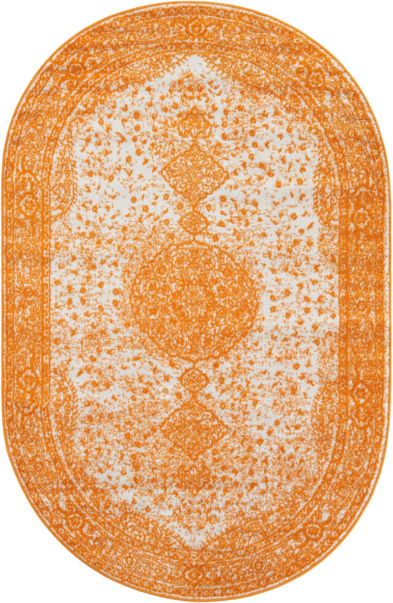 Dover Terrace Collection Area Rug - Marina (Orange) Oval Orange Main