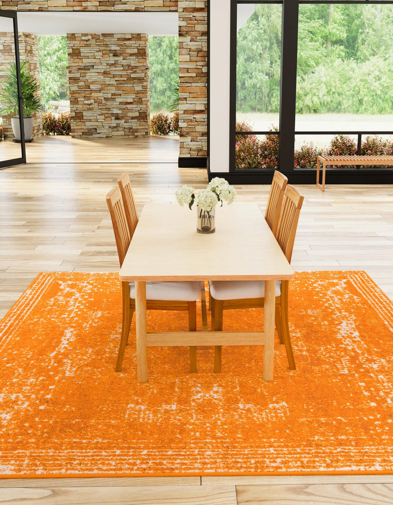 Dover Terrace Collection Area Rug -  Lagoon (Orange) Square Orange  lifestyle 5