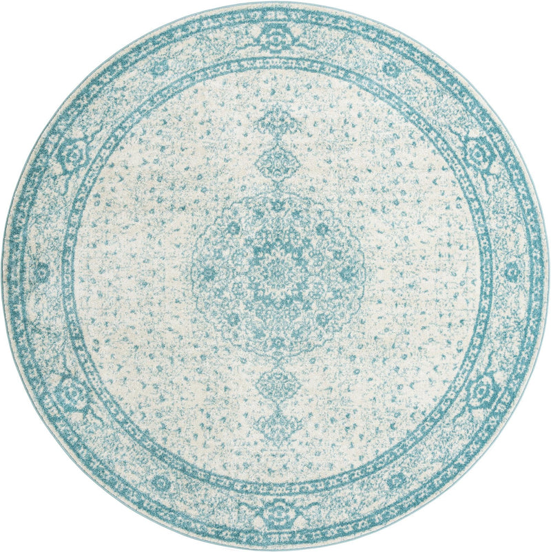 Dover Terrace Collection Area Rug - Marina (Aqua) Round Aqua Main