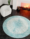 Dover Terrace Collection Area Rug - Marina (Aqua) Round Aqua  lifestyle 0