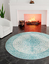 Dover Terrace Collection Area Rug - Marina (Aqua) Round Aqua  lifestyle 2