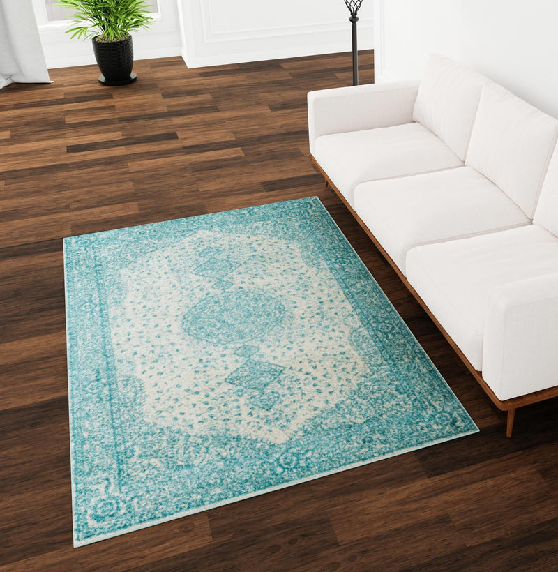 Dover Terrace Collection Area Rug - Marina (Aqua) Rectangle Aqua  lifestyle 22