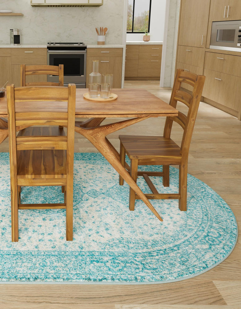 Dover Terrace Collection Area Rug - Marina (Aqua) Oval Aqua  lifestyle 6