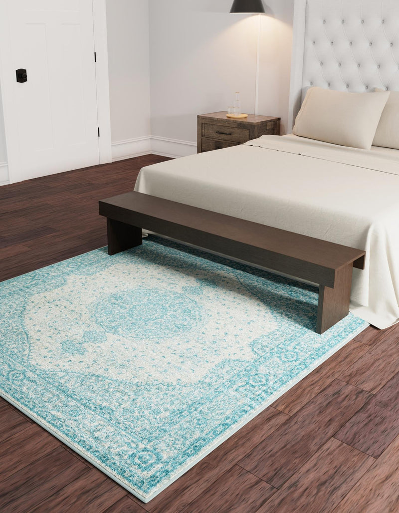 Dover Terrace Collection Area Rug - Marina (Aqua) Square Aqua  lifestyle 4