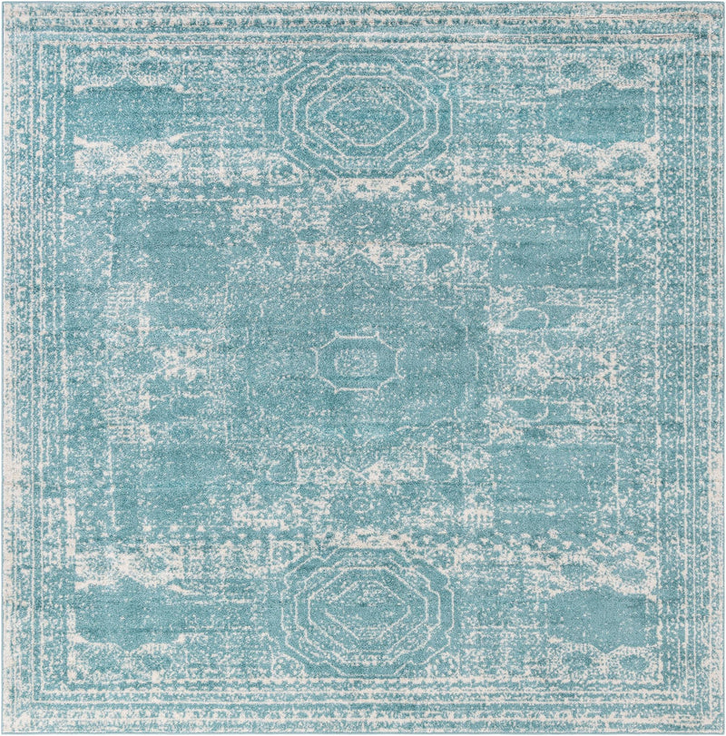 Dover Terrace Collection Area Rug -  Lagoon (Aqua) Square Aqua Main