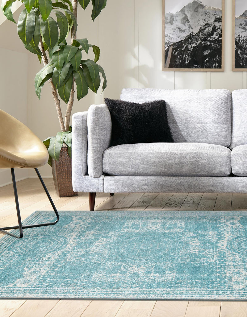 Dover Terrace Collection Area Rug -  Lagoon (Aqua) Rectangle Aqua  lifestyle 2