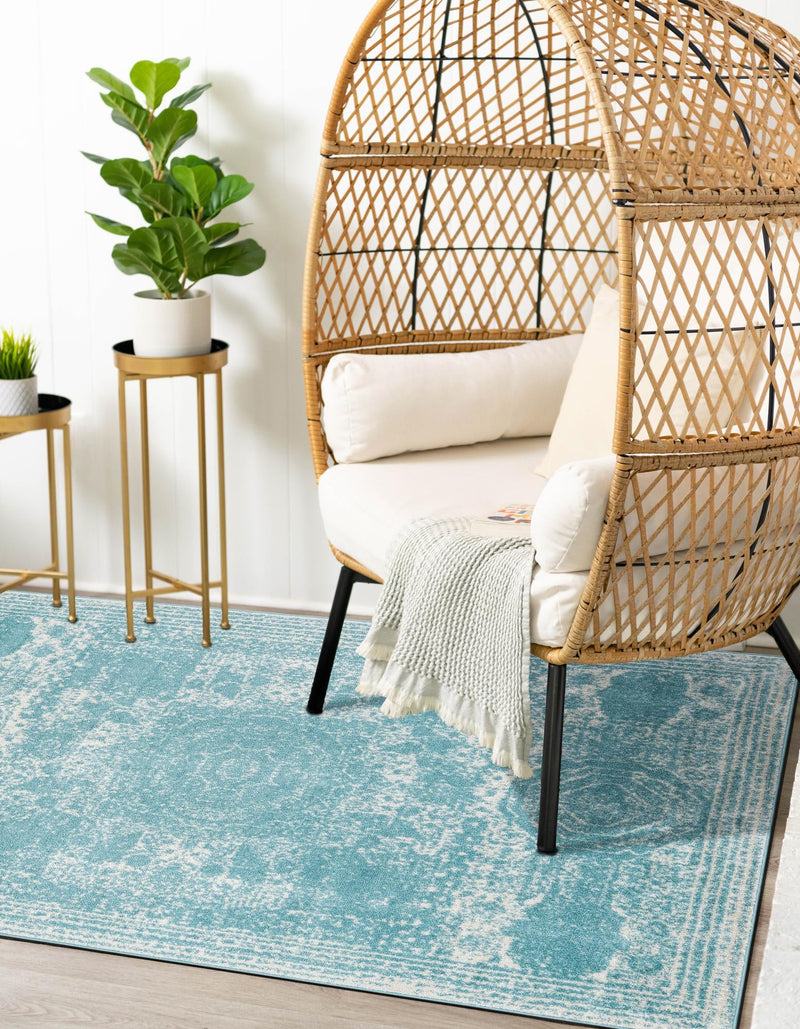 Dover Terrace Collection Area Rug -  Lagoon (Aqua) Rectangle Aqua  lifestyle 3
