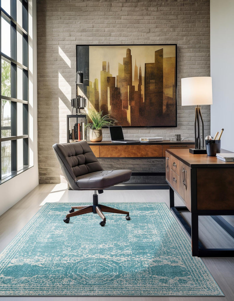 Dover Terrace Collection Area Rug -  Lagoon (Aqua) Rectangle Aqua  lifestyle 5