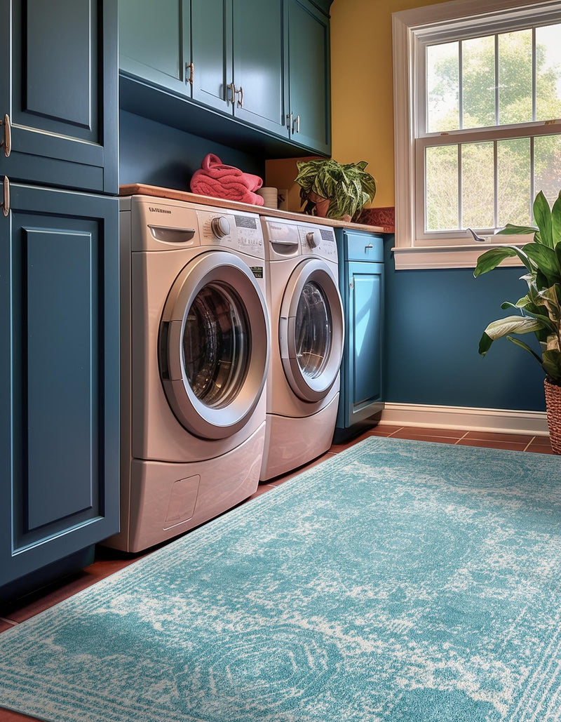 Dover Terrace Collection Area Rug -  Lagoon (Aqua) Rectangle Aqua  lifestyle 7