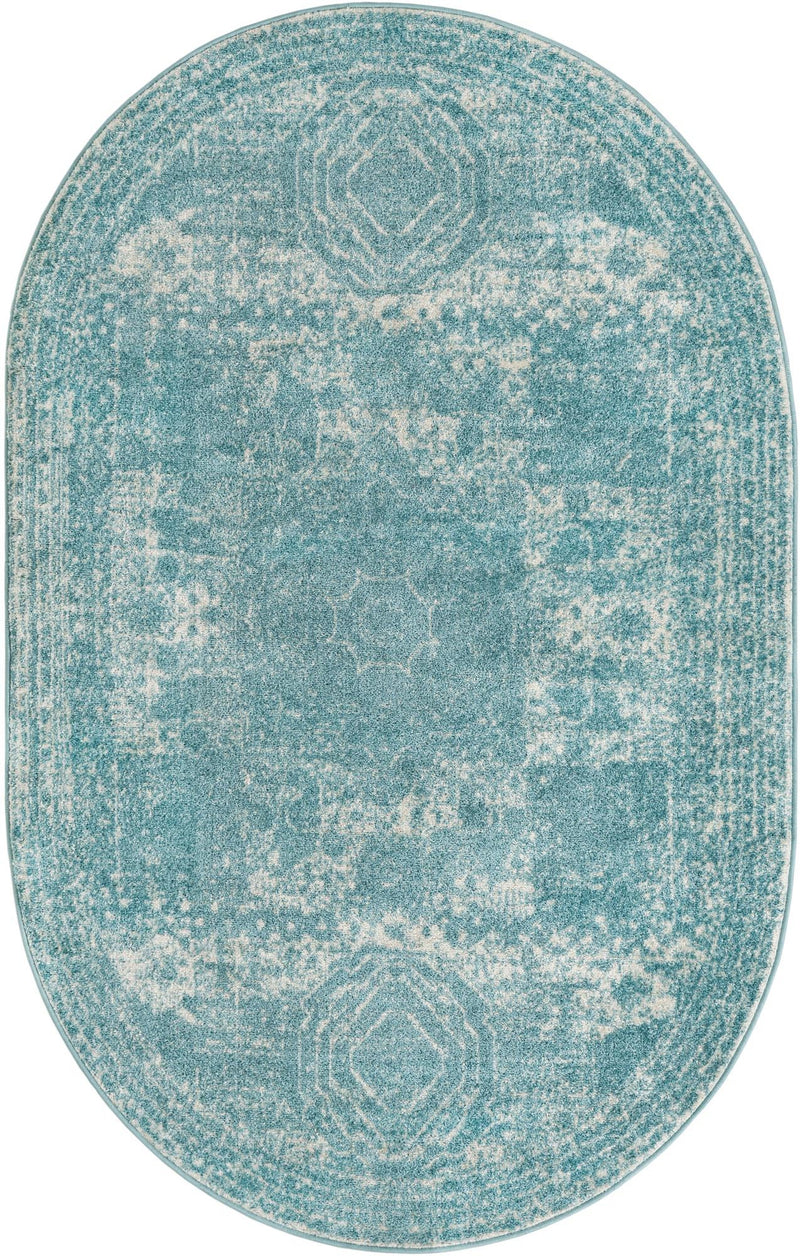 Dover Terrace Collection Area Rug -  Lagoon (Aqua) Oval Aqua Main