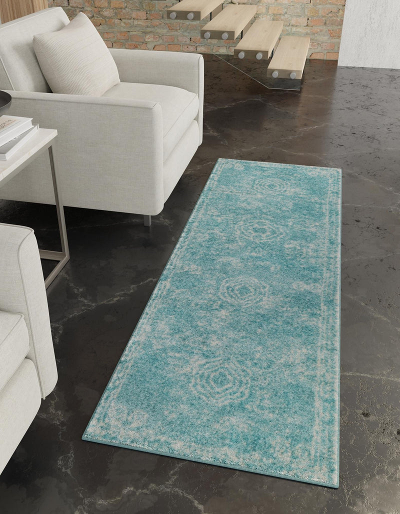 Dover Terrace Collection Area Rug -  Lagoon (Aqua) Runner Aqua  lifestyle 1