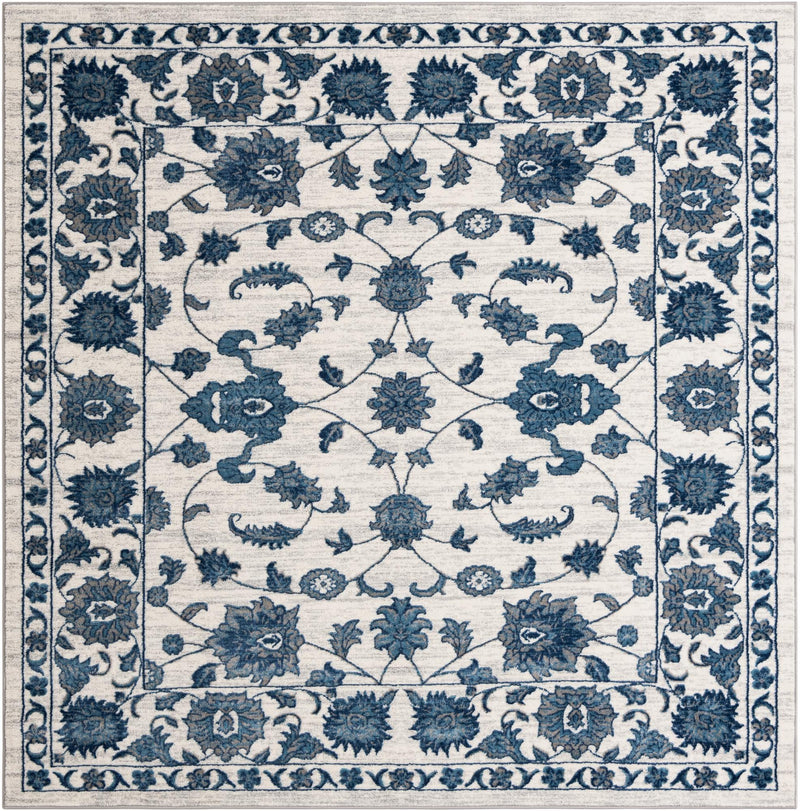 Charleston Elegance Collection Area Rug -  Seaport (White Blue) Square White Blue  lifestyle 21