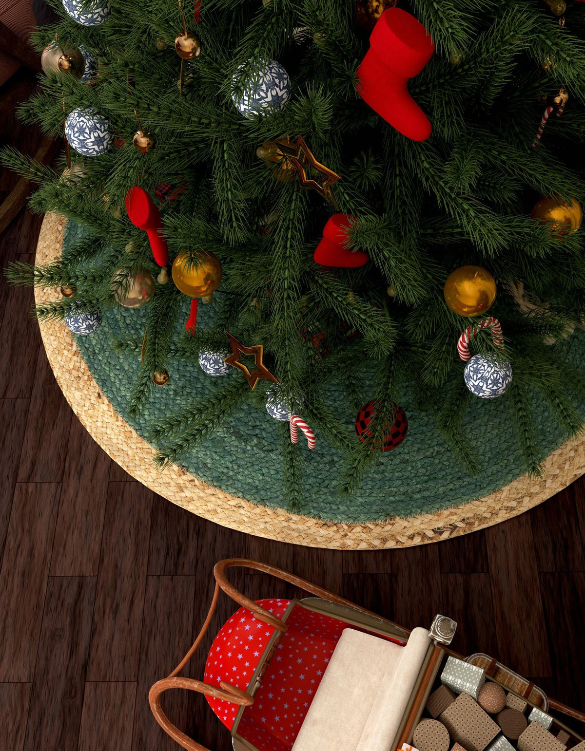 Holiday Hearth Rugs Collection Area Rug - Yuletide Round Green  lifestyle 14