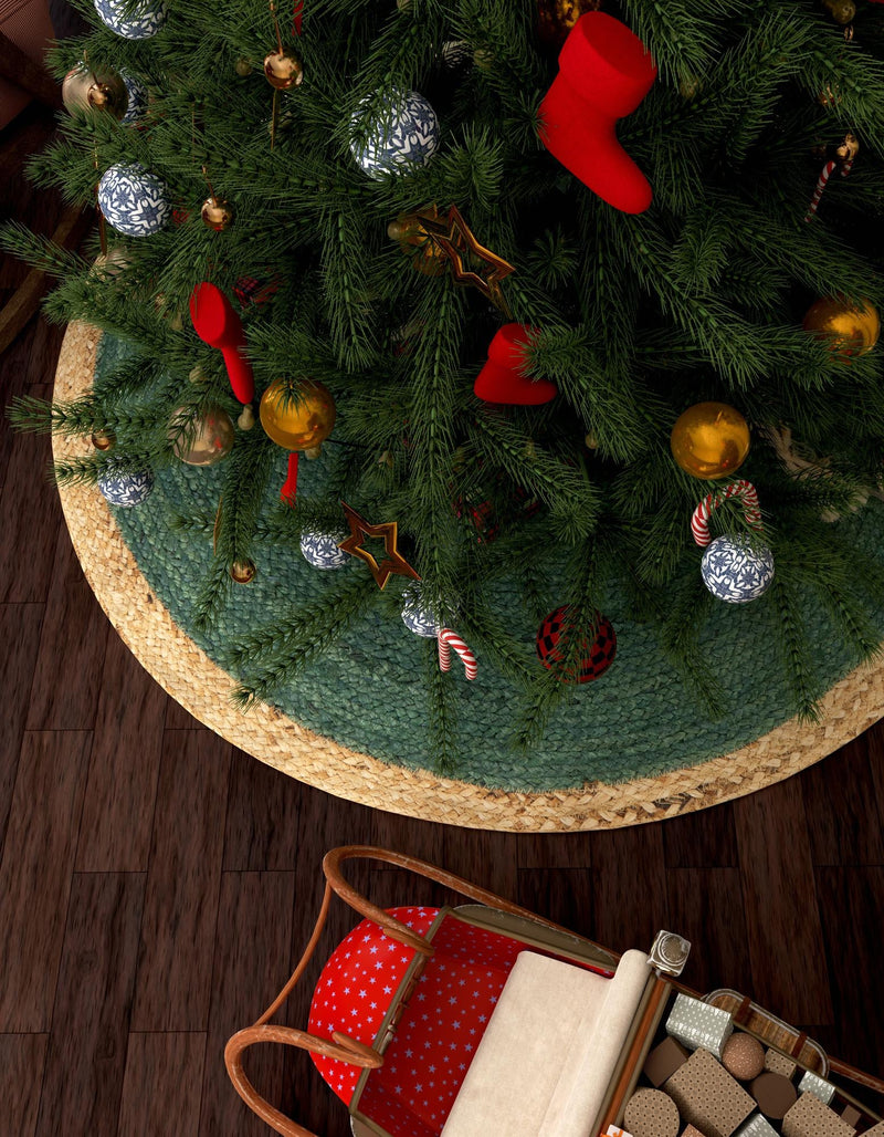 Holiday Hearth Rugs Collection Area Rug - Yuletide Round Green  lifestyle 14