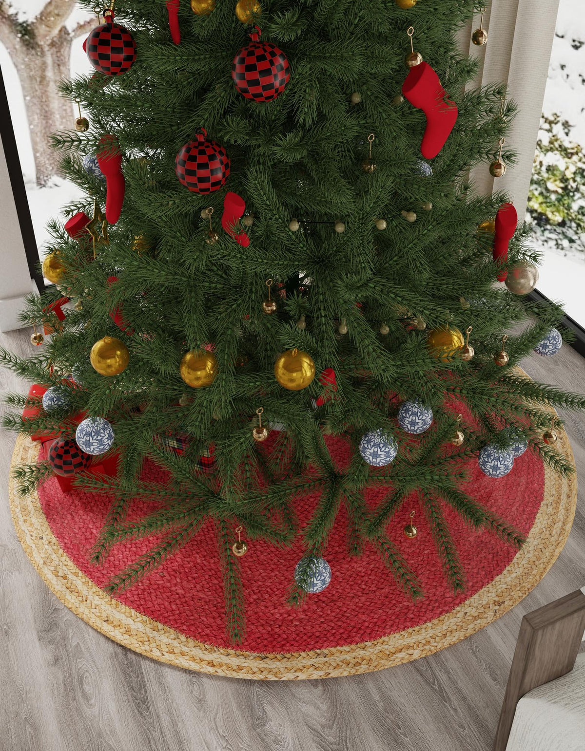 Holiday Hearth Rugs Collection Area Rug - Yuletide Round Red  lifestyle 16