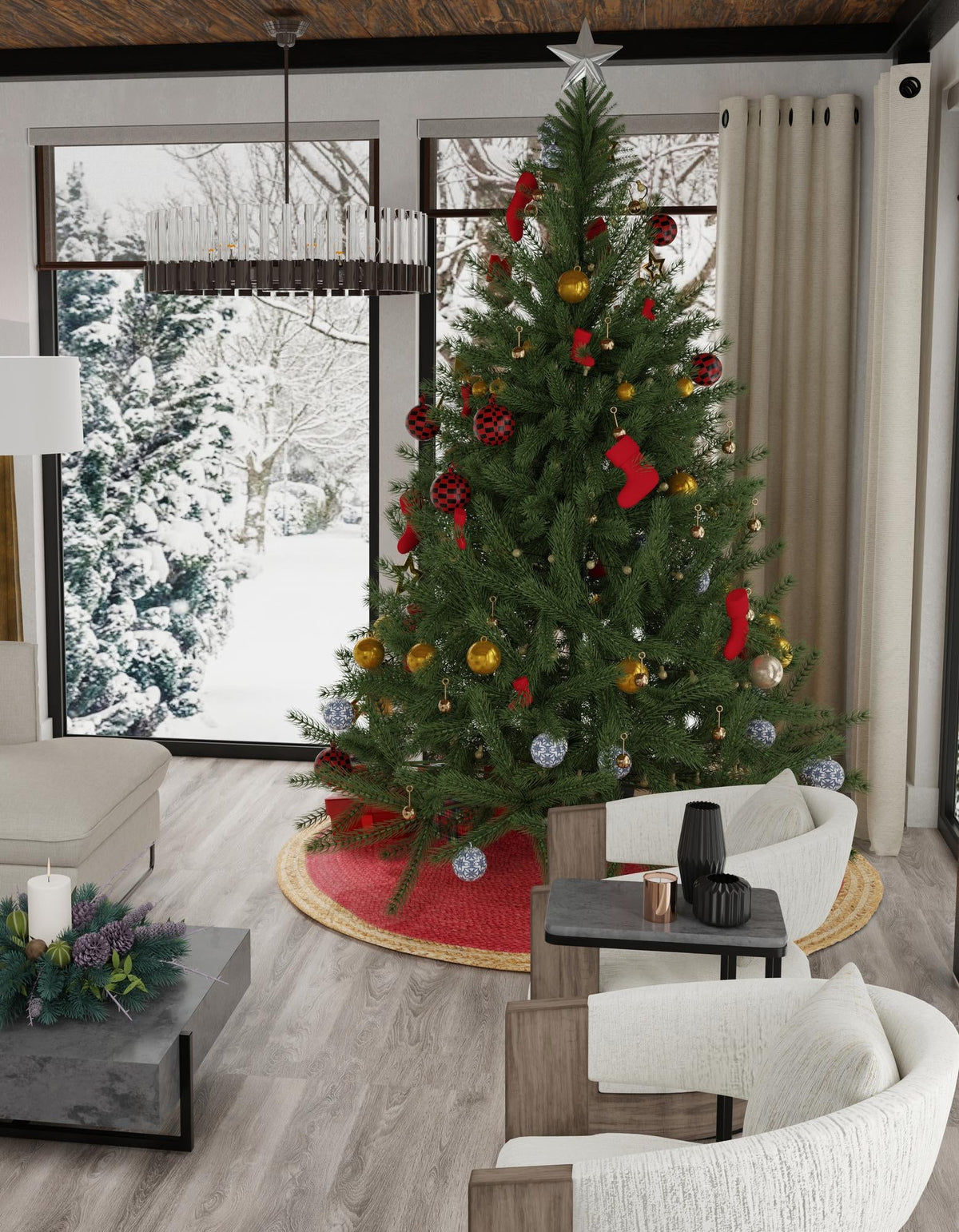 Holiday Hearth Rugs Collection Area Rug - Yuletide Round Red  lifestyle 18