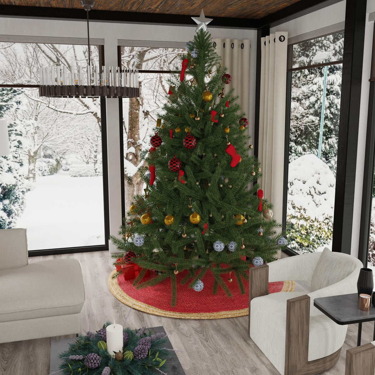 Holiday Hearth Rugs Collection Area Rug - Yuletide Round Red  lifestyle 58