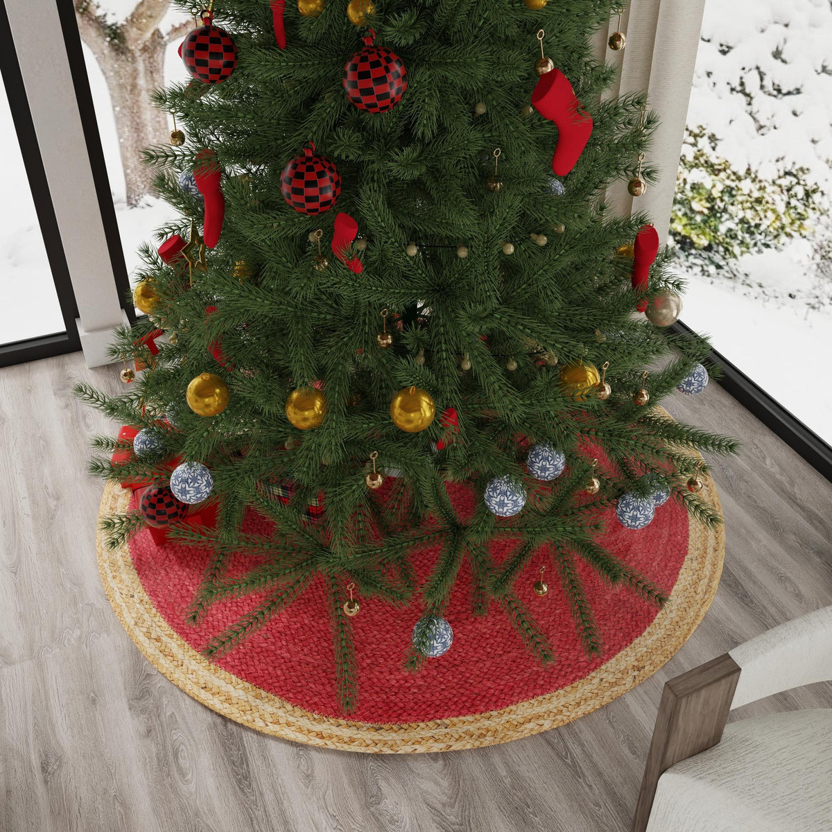 Holiday Hearth Rugs Collection Area Rug - Yuletide Round Red  lifestyle 62