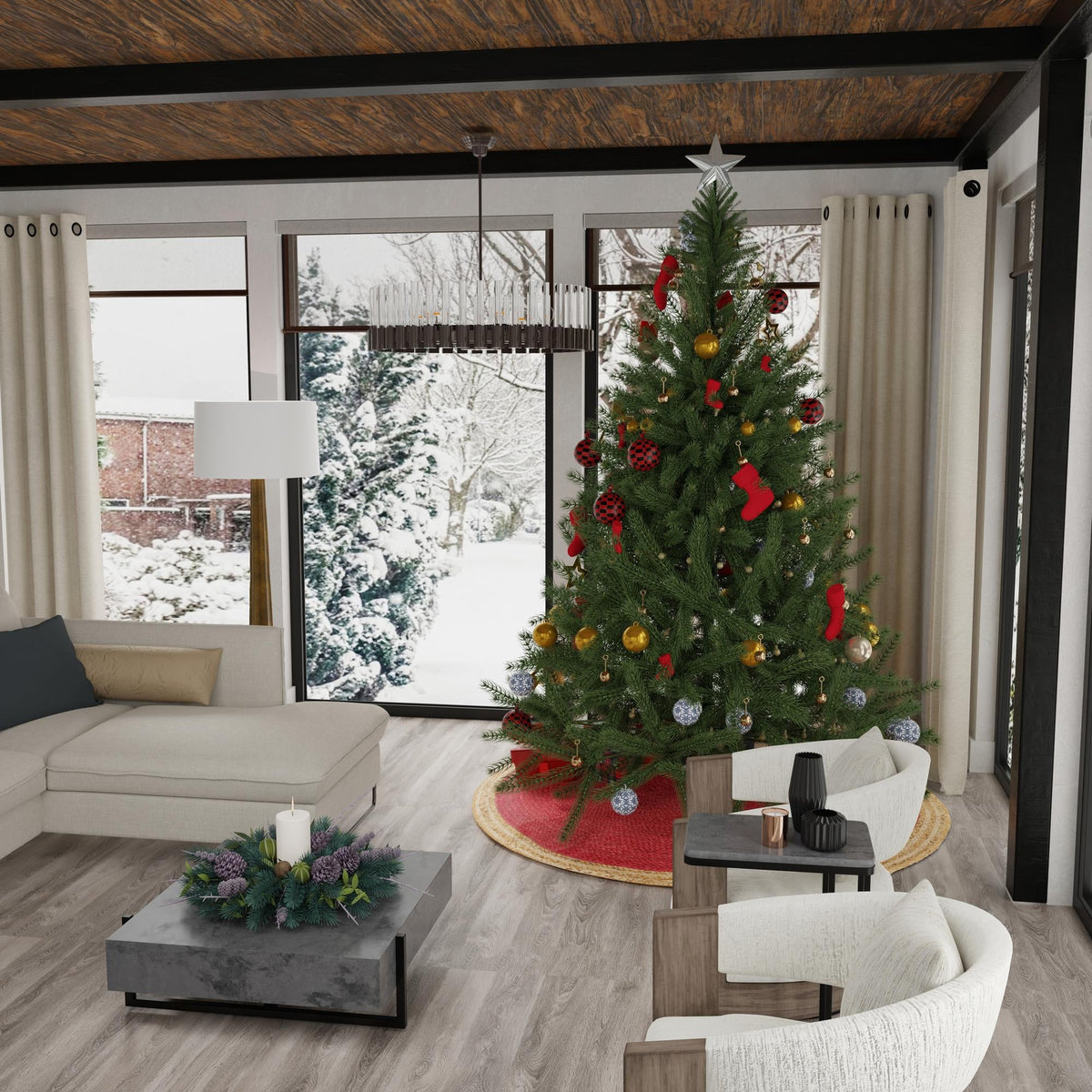 Holiday Hearth Rugs Collection Area Rug - Yuletide Round Red  lifestyle 64