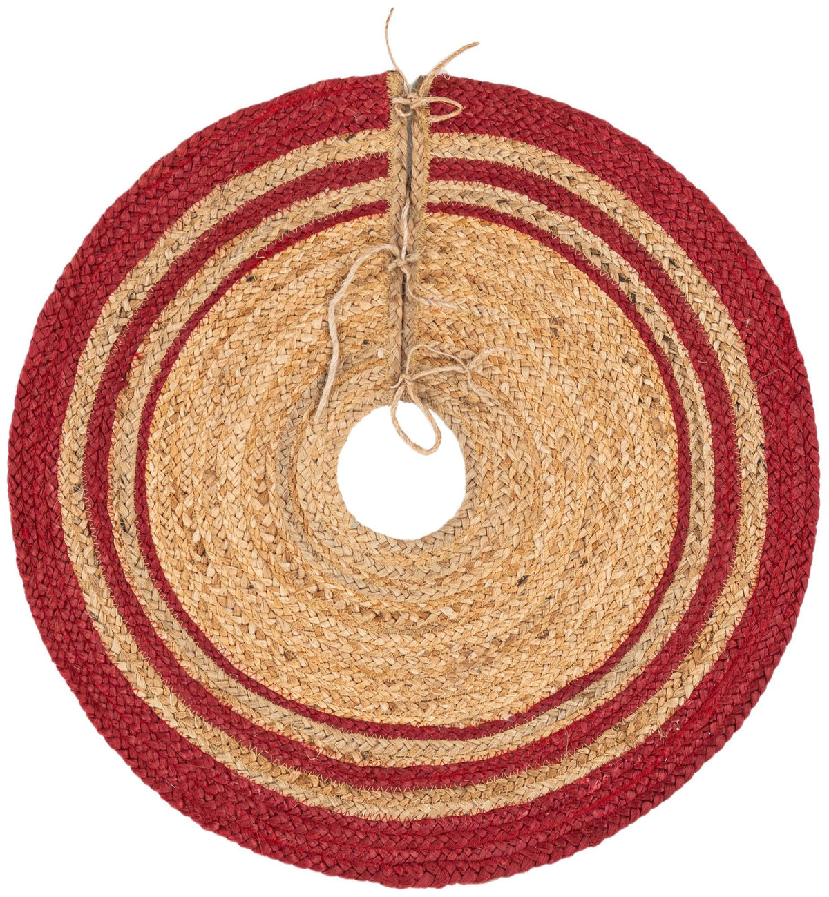 Holiday Hearth Rugs Collection Area Rug - Yuletide Round Natural and Red Main