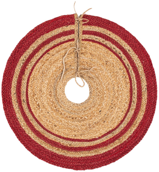 Holiday Hearth Rugs Collection Area Rug - Yuletide Round Natural and Red Main