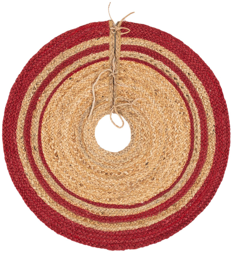 Holiday Hearth Rugs Collection Area Rug - Yuletide Round Natural and Red Main