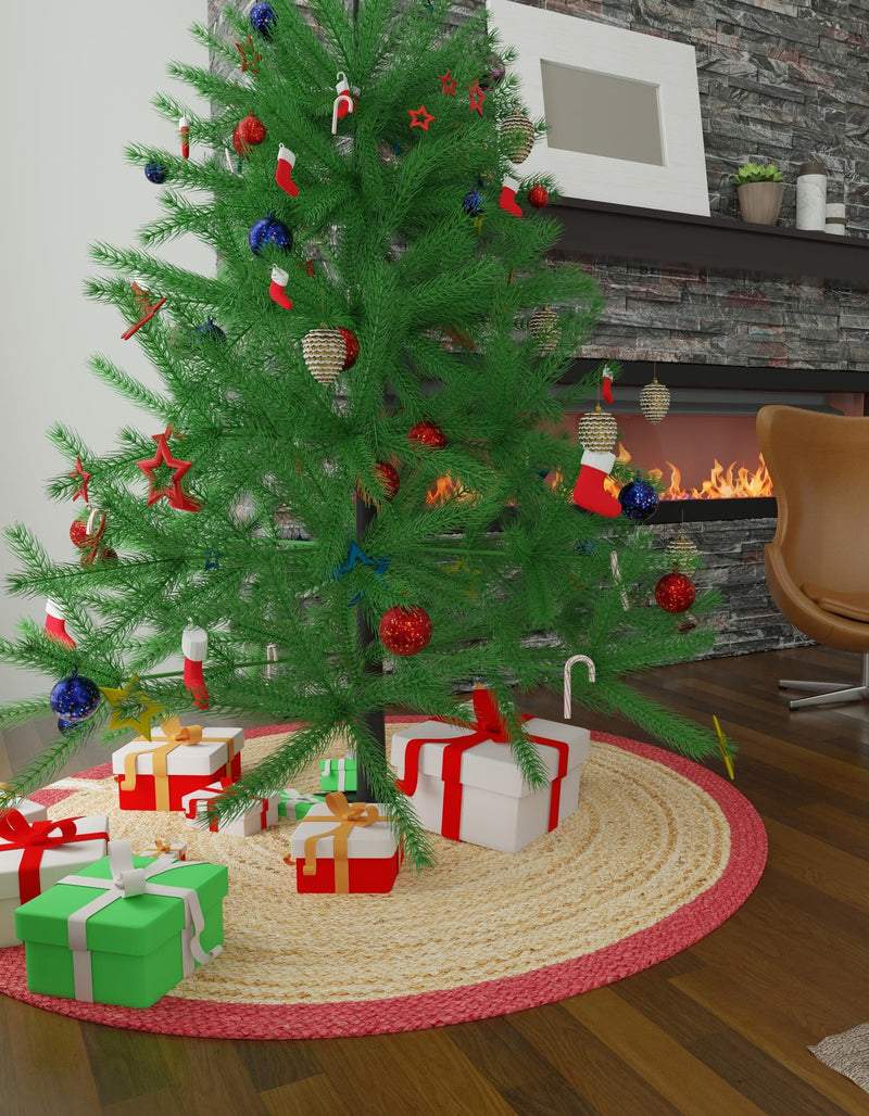 Holiday Hearth Rugs Collection Area Rug - Yuletide Round Natural  lifestyle 17