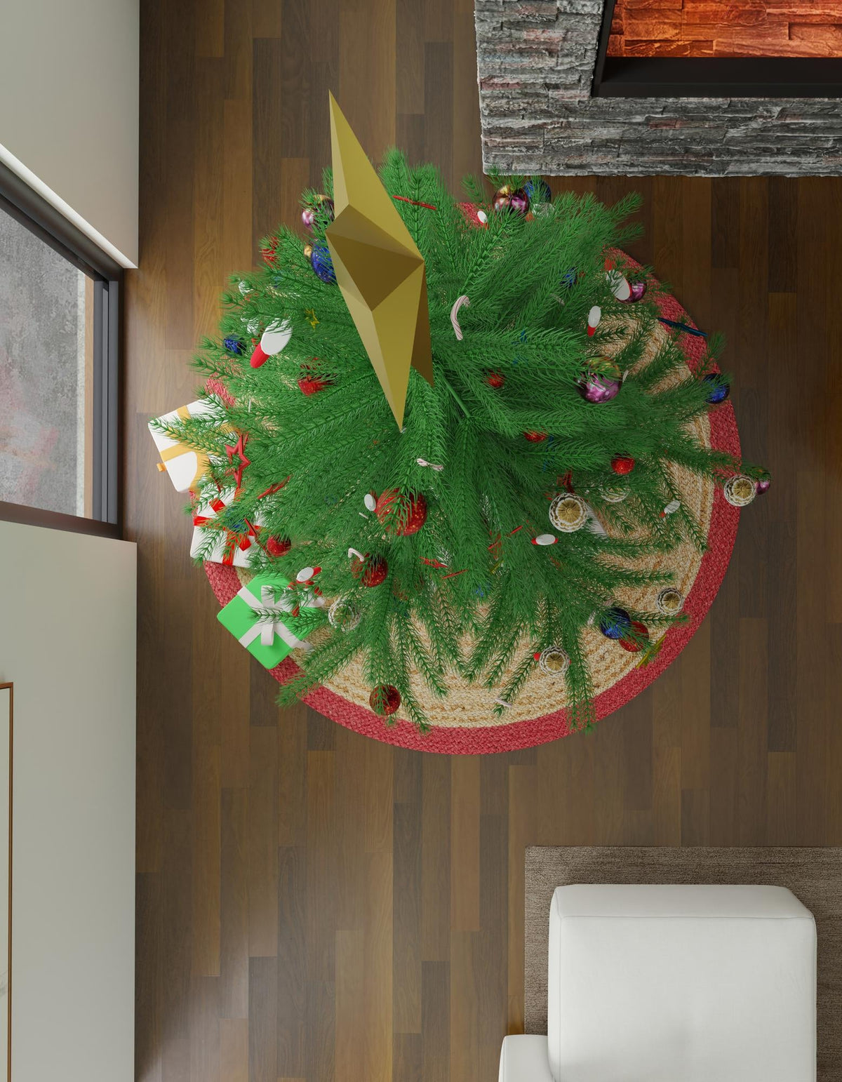 Holiday Hearth Rugs Collection Area Rug - Yuletide Round Natural  lifestyle 75