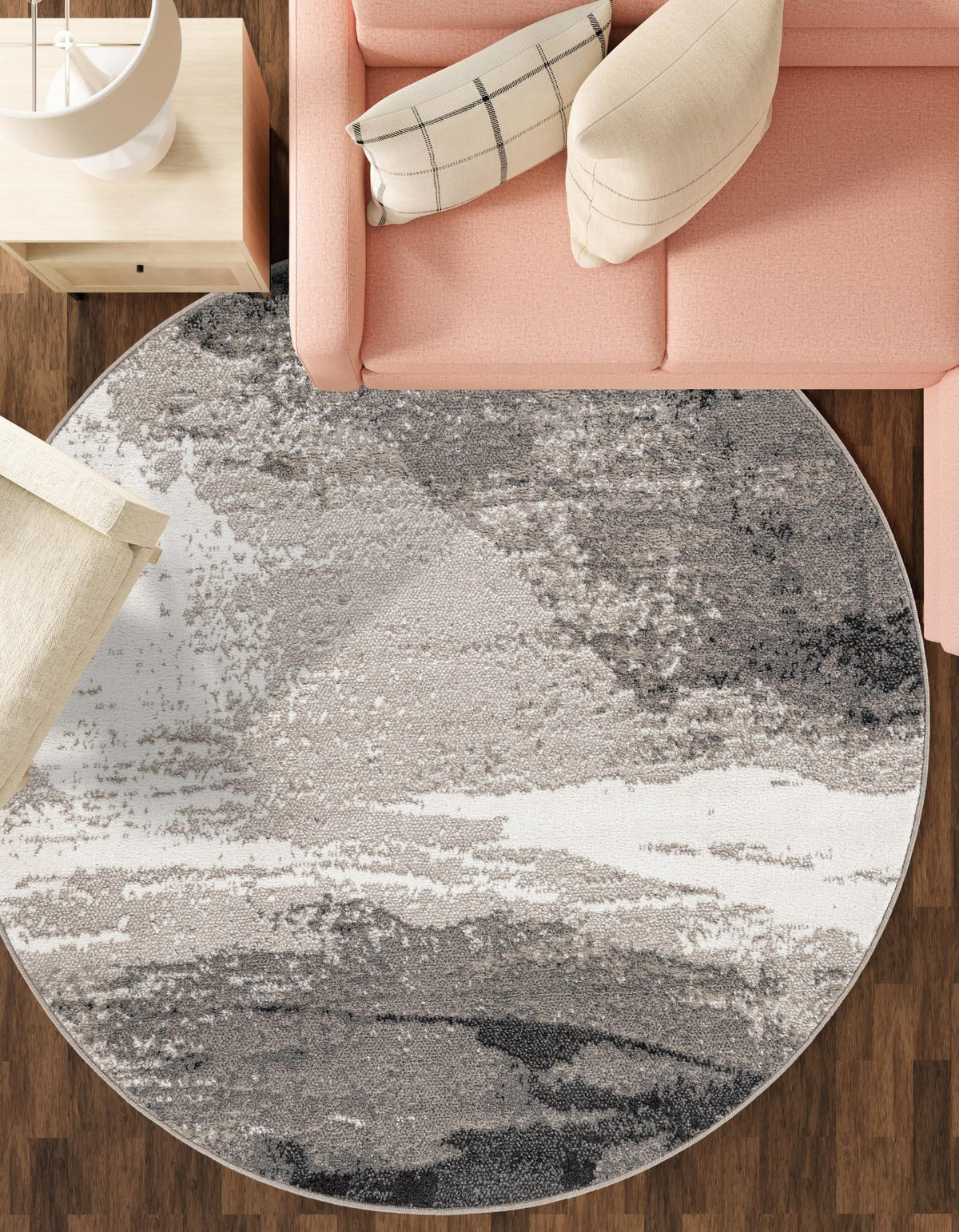 Copenhagen Edge Collection Area Rug - Nyhavn Round Black  lifestyle 124