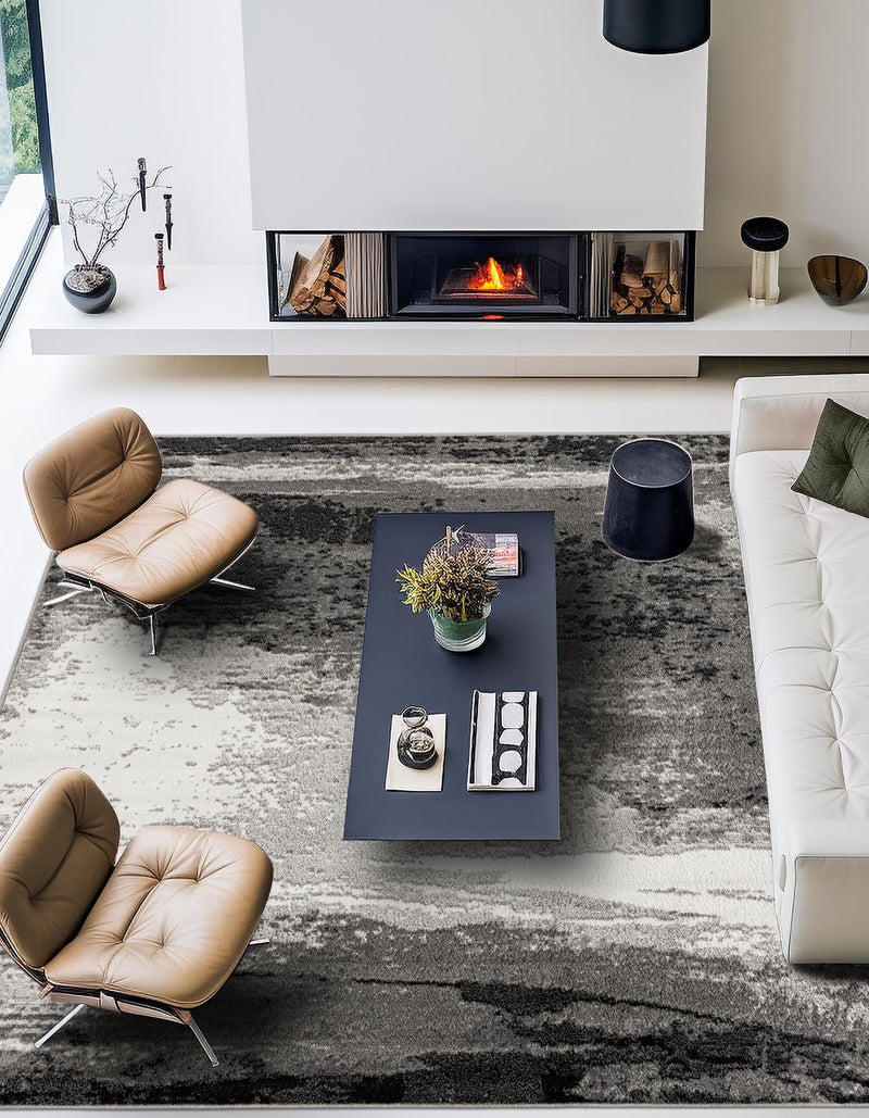 Copenhagen Edge Collection Area Rug - Nyhavn Square Black  lifestyle 34