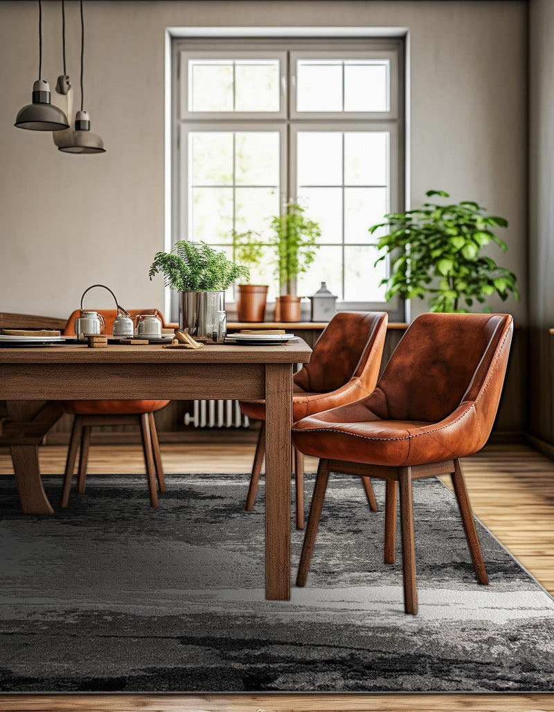 Copenhagen Edge Collection Area Rug - Nyhavn Square Black  lifestyle 49