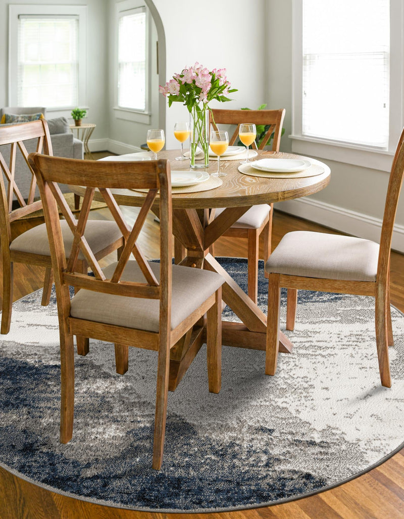 Copenhagen Edge Collection Area Rug - Nyhavn Round Blue  lifestyle 55
