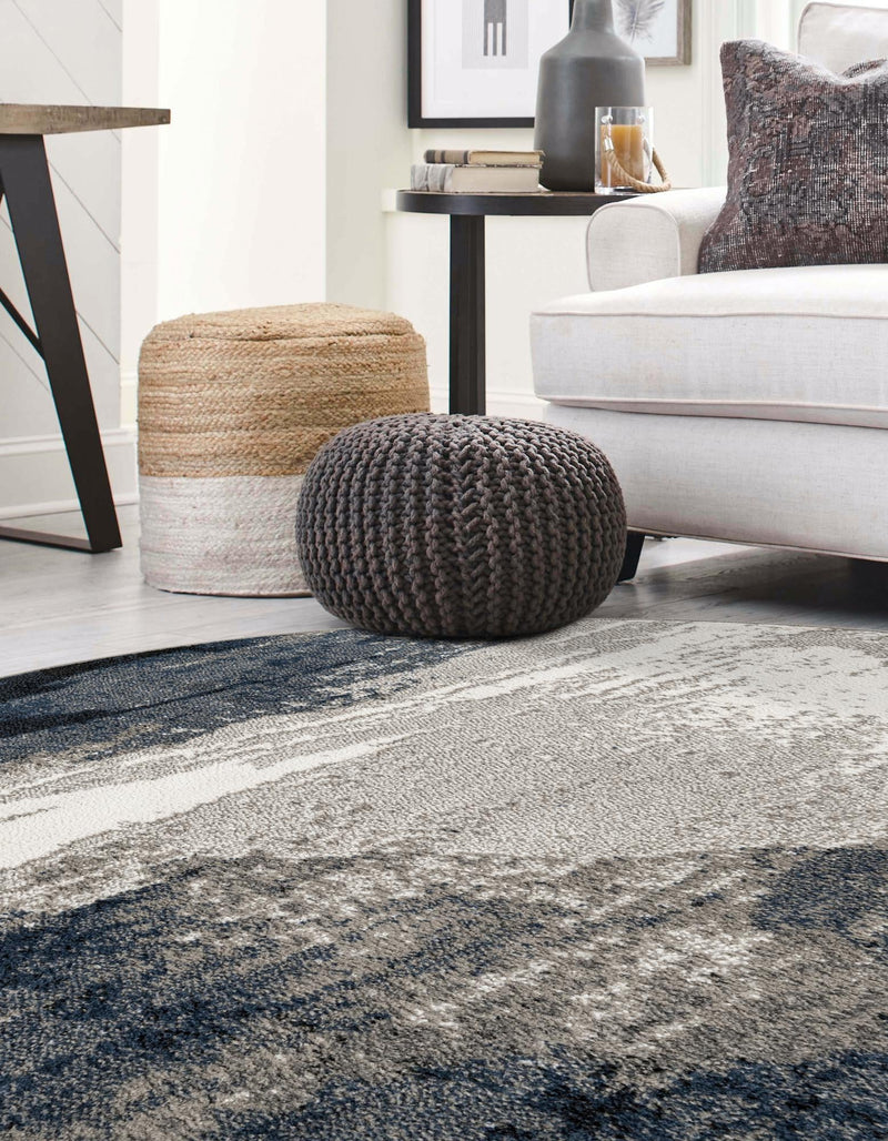 Copenhagen Edge Collection Area Rug - Nyhavn Round Blue  lifestyle 65