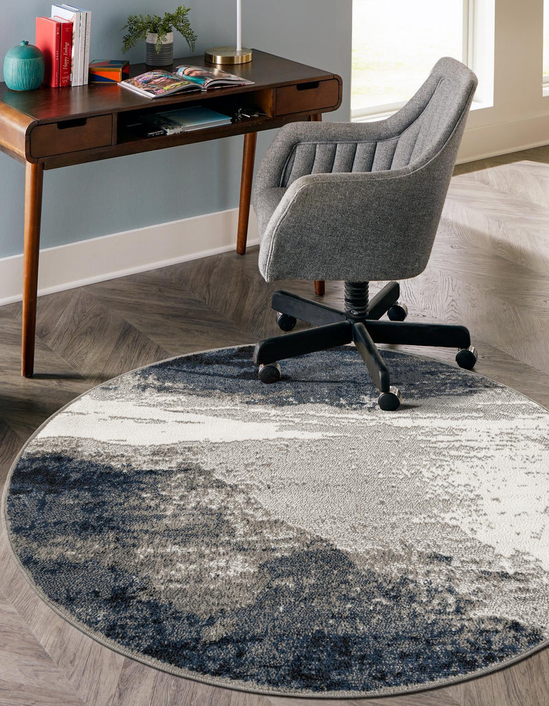 Copenhagen Edge Collection Area Rug - Nyhavn Round Blue  lifestyle 70