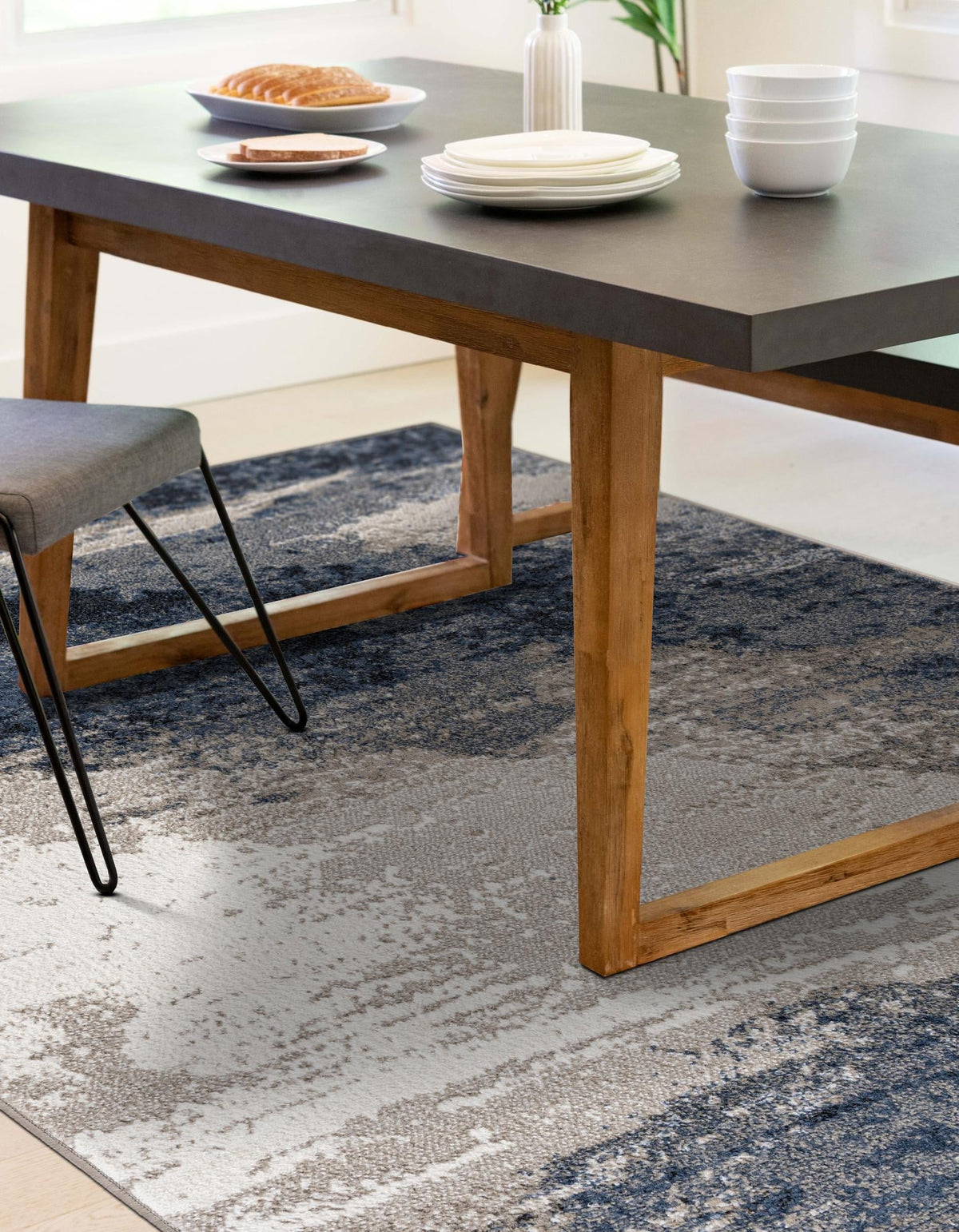 Copenhagen Edge Collection Area Rug - Nyhavn Rectangle Blue  lifestyle 5