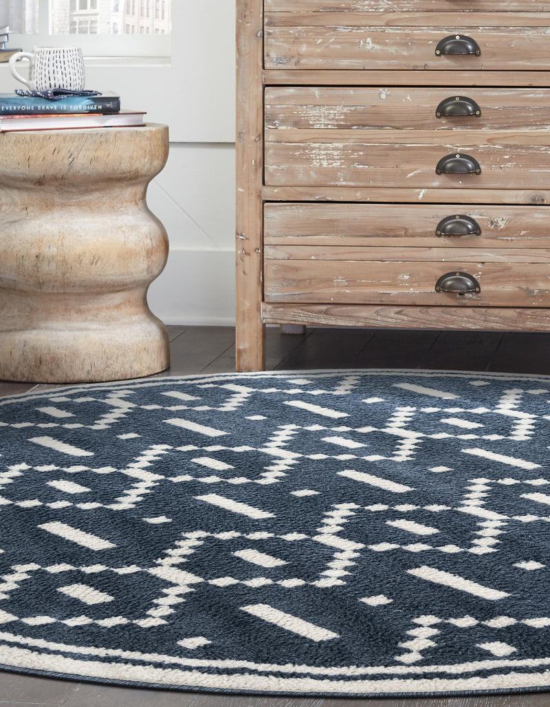Copenhagen Edge Collection Area Rug -  Tivoli Round Blue  lifestyle 85