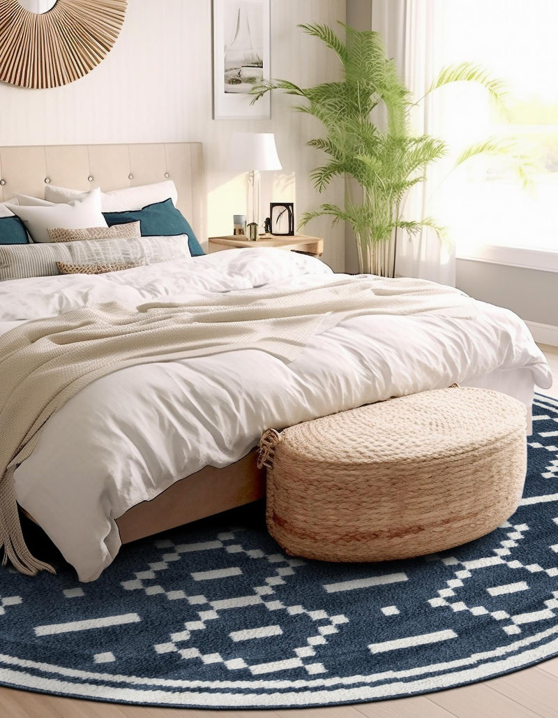 Copenhagen Edge Collection Area Rug -  Tivoli Round Blue  lifestyle 99
