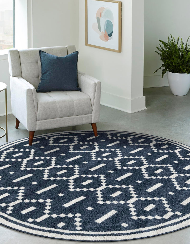 Copenhagen Edge Collection Area Rug -  Tivoli Round Blue  lifestyle 106