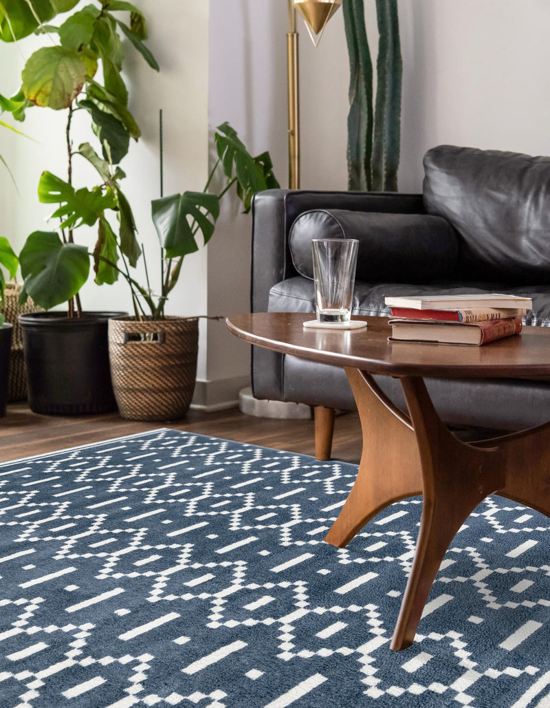 Copenhagen Edge Collection Area Rug -  Tivoli Rectangle Blue  lifestyle 17