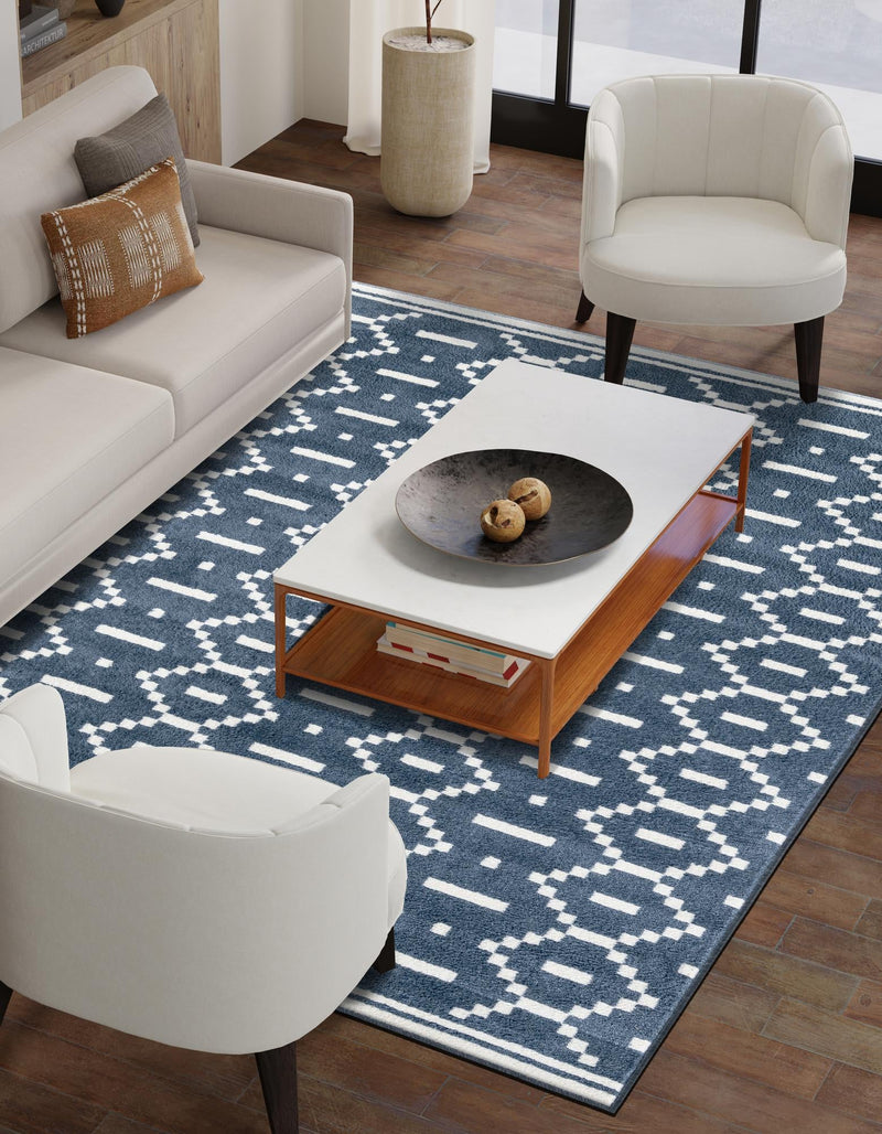 Copenhagen Edge Collection Area Rug -  Tivoli Rectangle Blue  lifestyle 19