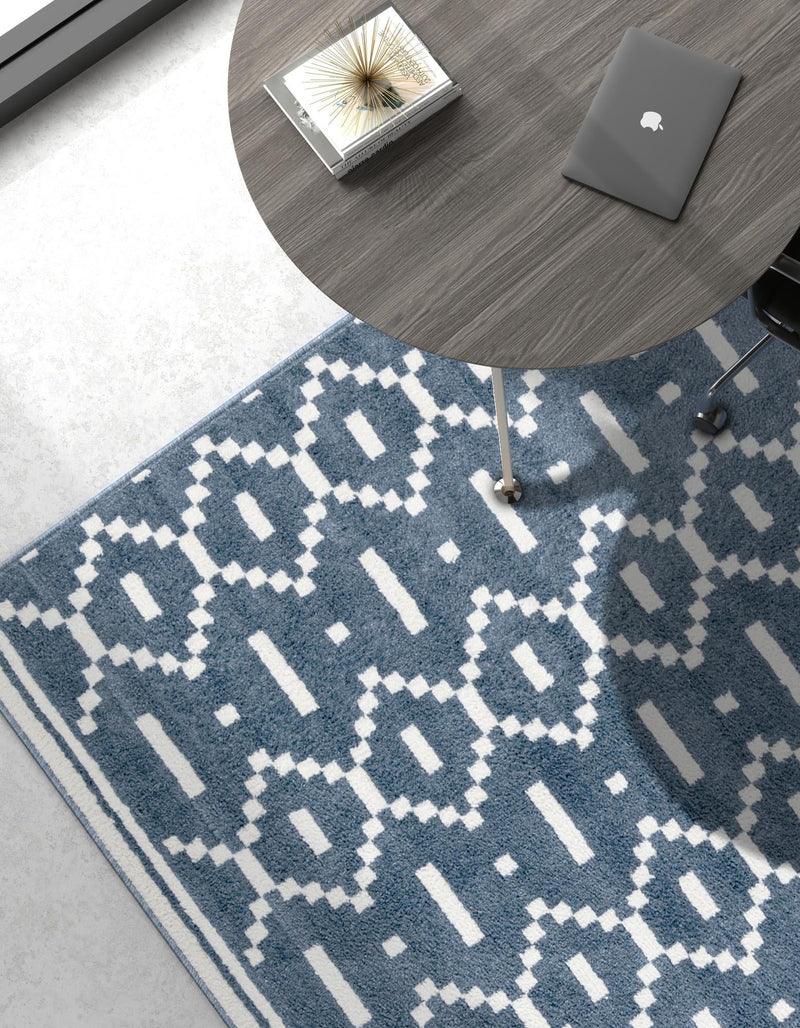 Copenhagen Edge Collection Area Rug -  Tivoli Rectangle Blue  lifestyle 21