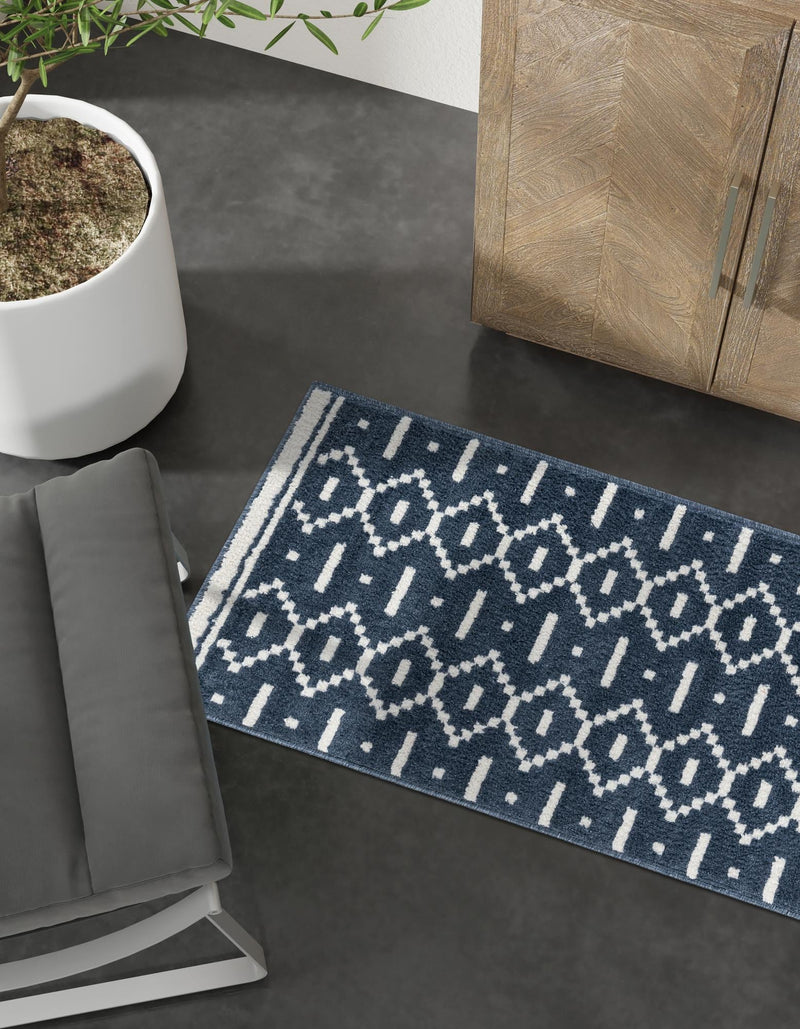 Copenhagen Edge Collection Area Rug -  Tivoli Runner Blue  lifestyle 100