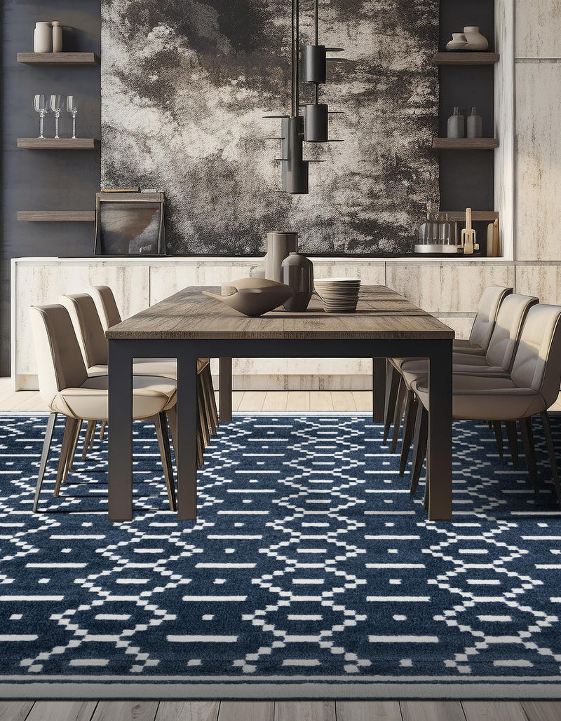 Copenhagen Edge Collection Area Rug -  Tivoli Square Blue  lifestyle 101