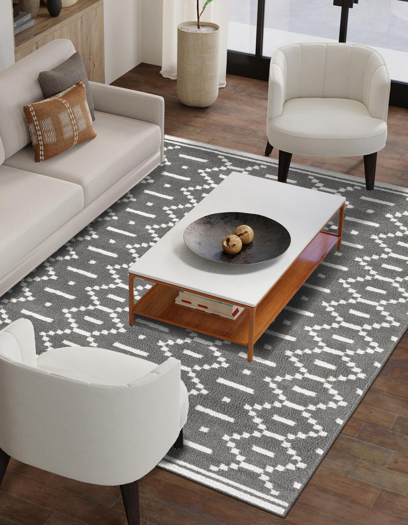 Copenhagen Edge Collection Area Rug -  Tivoli Rectangle Gray  lifestyle 20
