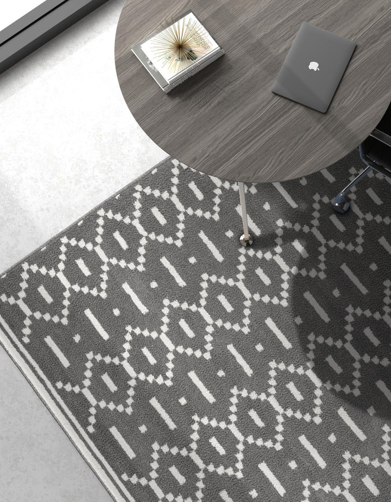 Copenhagen Edge Collection Area Rug -  Tivoli Rectangle Gray  lifestyle 22